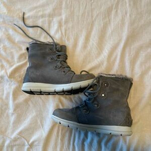 Sorel Faux Fur Lined Boots - Gray and Cream